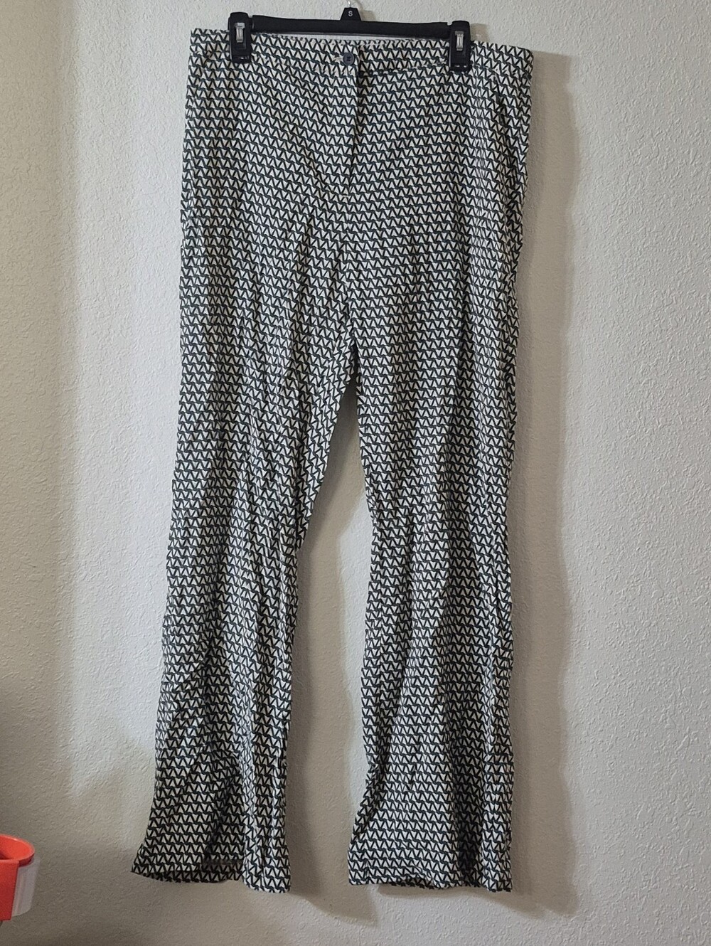 H&M Green & White Geometric Boot Cut Pants